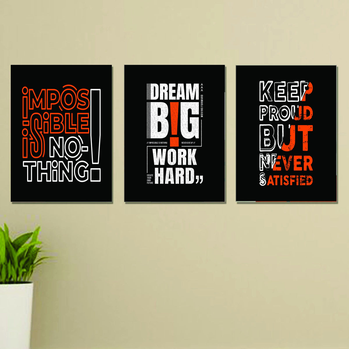 Set of 3 Wall Art Wooden Phototile Frames for Wall Decor