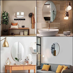 3 Pcs Flexible Self Adhesive Oval Shape Mirror Sticker
