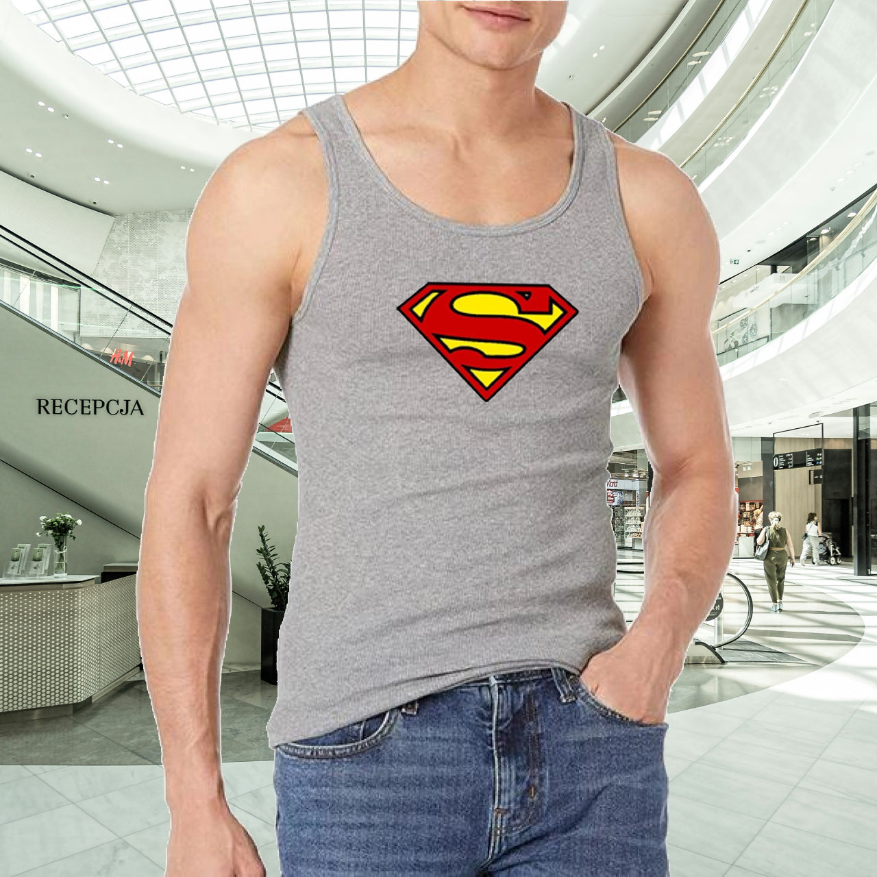 Superman Jersey Gym Sando Tanks Top For Men | Crossfit Clothing Male Casual Stringer Singlet Vest Undershirt