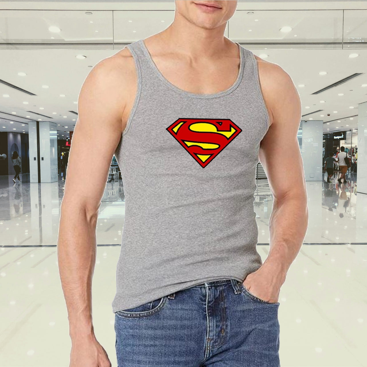 Superman Jersey Gym Sando Tanks Top For Men | Crossfit Clothing Male Casual Stringer Singlet Vest Undershirt