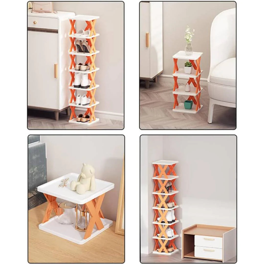 New Arrival Stackable Shoe Rack Multi-layer Storage Shoes Shelf Box Plastic Space Saving Cabinet Shoes Organizer for Entry (Random Color)