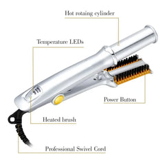 PROFESSIONAL HAIR STRAIGHTENING IRON CURLING IRON STRAIGHTENER CURLER STYLER 3 IN 1 MULTI HAIR STYLING TOOL FLAT IRON WITH BRUSH