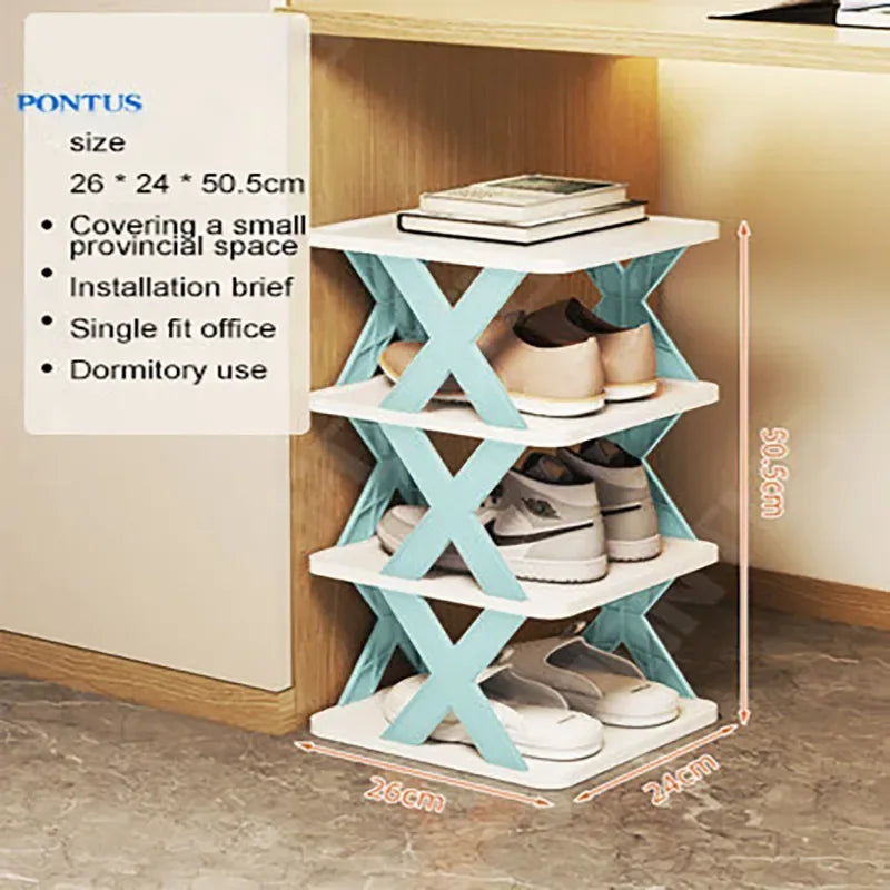 New Arrival Stackable Shoe Rack Multi-layer Storage Shoes Shelf Box Plastic Space Saving Cabinet Shoes Organizer for Entry (Random Color)