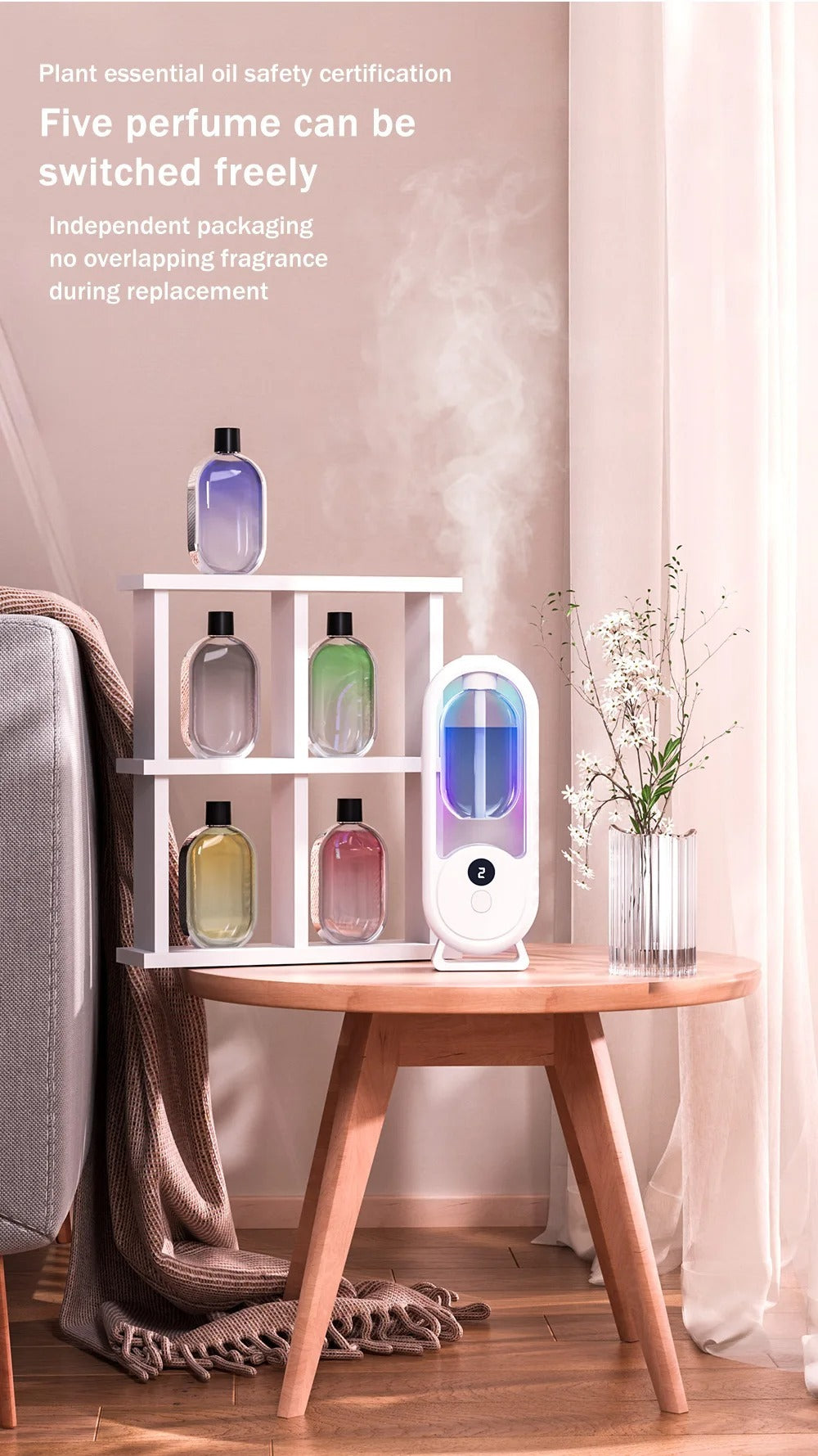 Rechargeable 5-Mode Aromatic Diffuser â€“ Timed Essential Oil Air Freshener for Bedroom, Living Room &amp; Bathroom 50ml