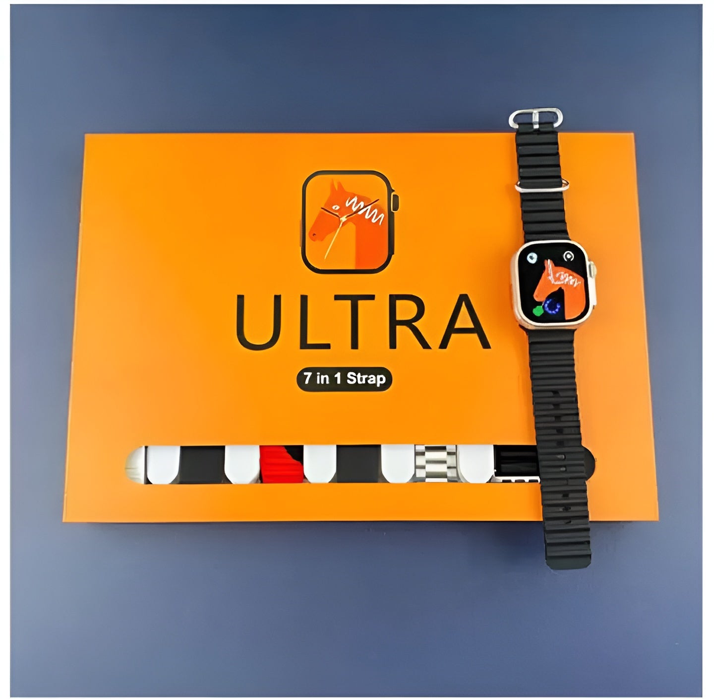 Waterproof 7-in-1 Ultra Smart Watch 2.01 with 2.1-inch Full HD Screen with Series 8 Wireless Charging and 7 Straps(Random colors)