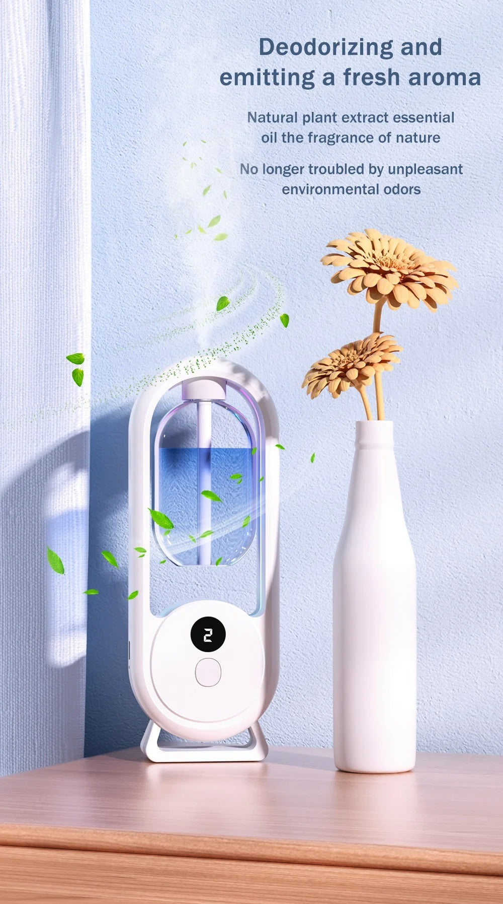 Rechargeable 5-Mode Aromatic Diffuser â€“ Timed Essential Oil Air Freshener for Bedroom, Living Room &amp; Bathroom 50ml