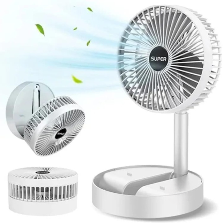 Telescopic Folding Floor Fan Summer Silent Desktop Retractable Fan for Office Bedroom School - Telescopic Fan - Portable Fan ( Random Color )