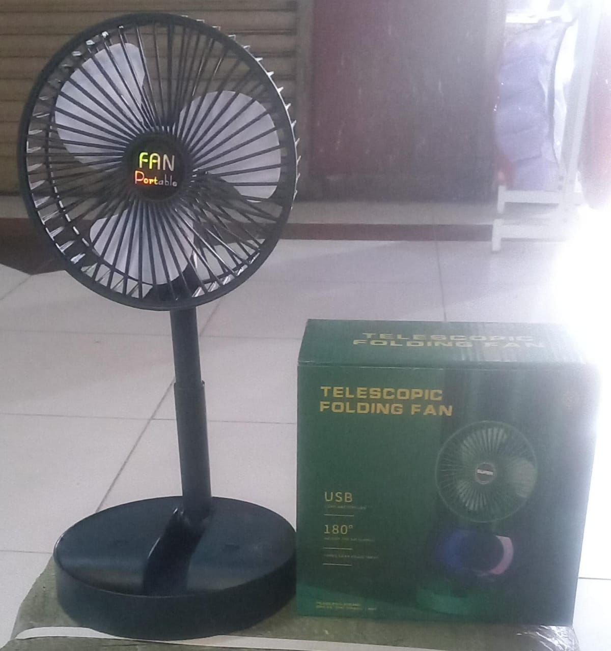 Portable Rechargeable Telescopic Folding Fan | USB Foldable | Table Desk Fan | Telescopic Design Floor | 3 Speeds Rechargeable, Foldable, Adjustable height Fan(random color )