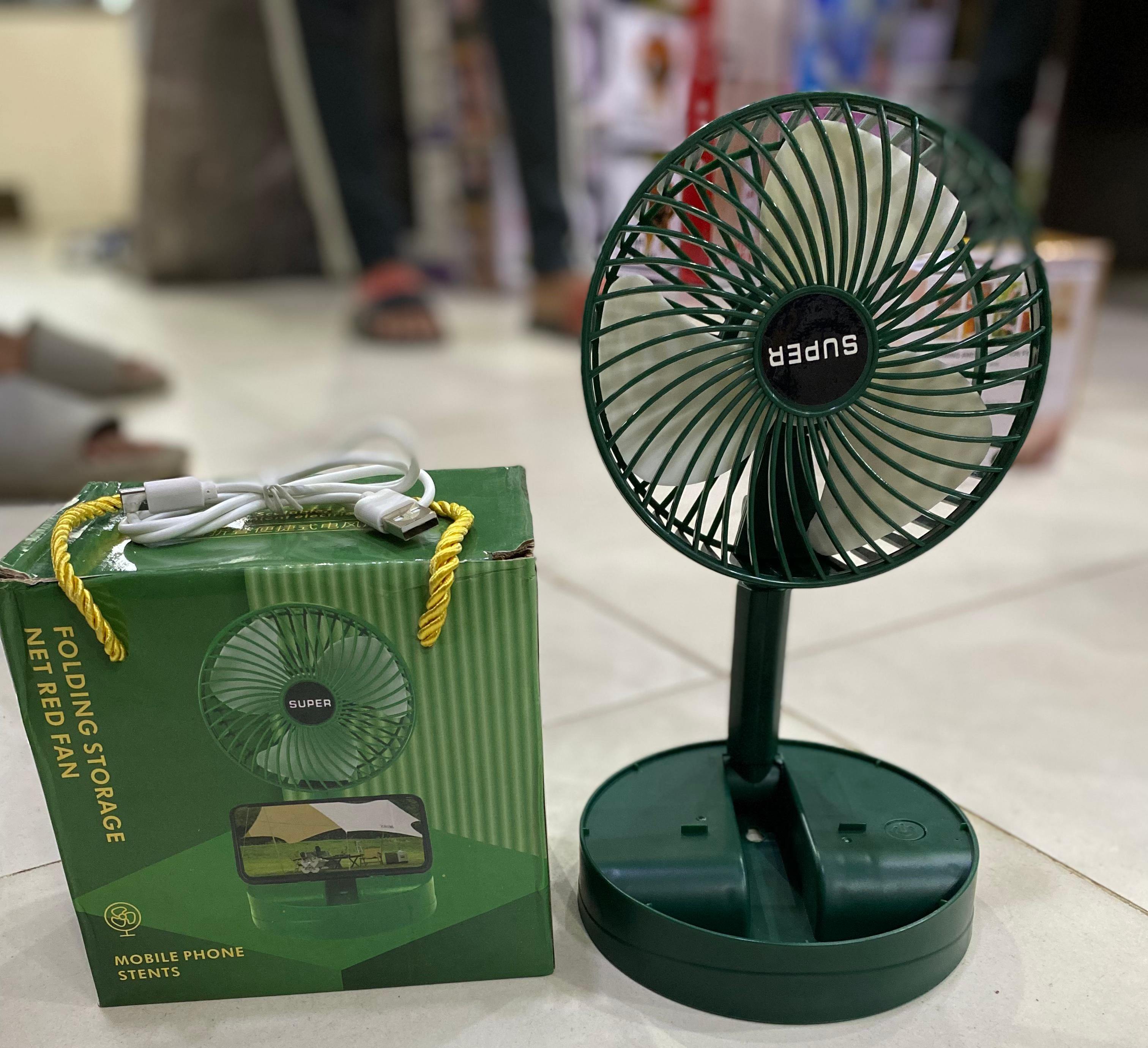 Telescopic Folding Floor Fan Summer Silent Desktop Retractable Fan for Office Bedroom School - Telescopic Fan - Portable Fan ( Random Color )