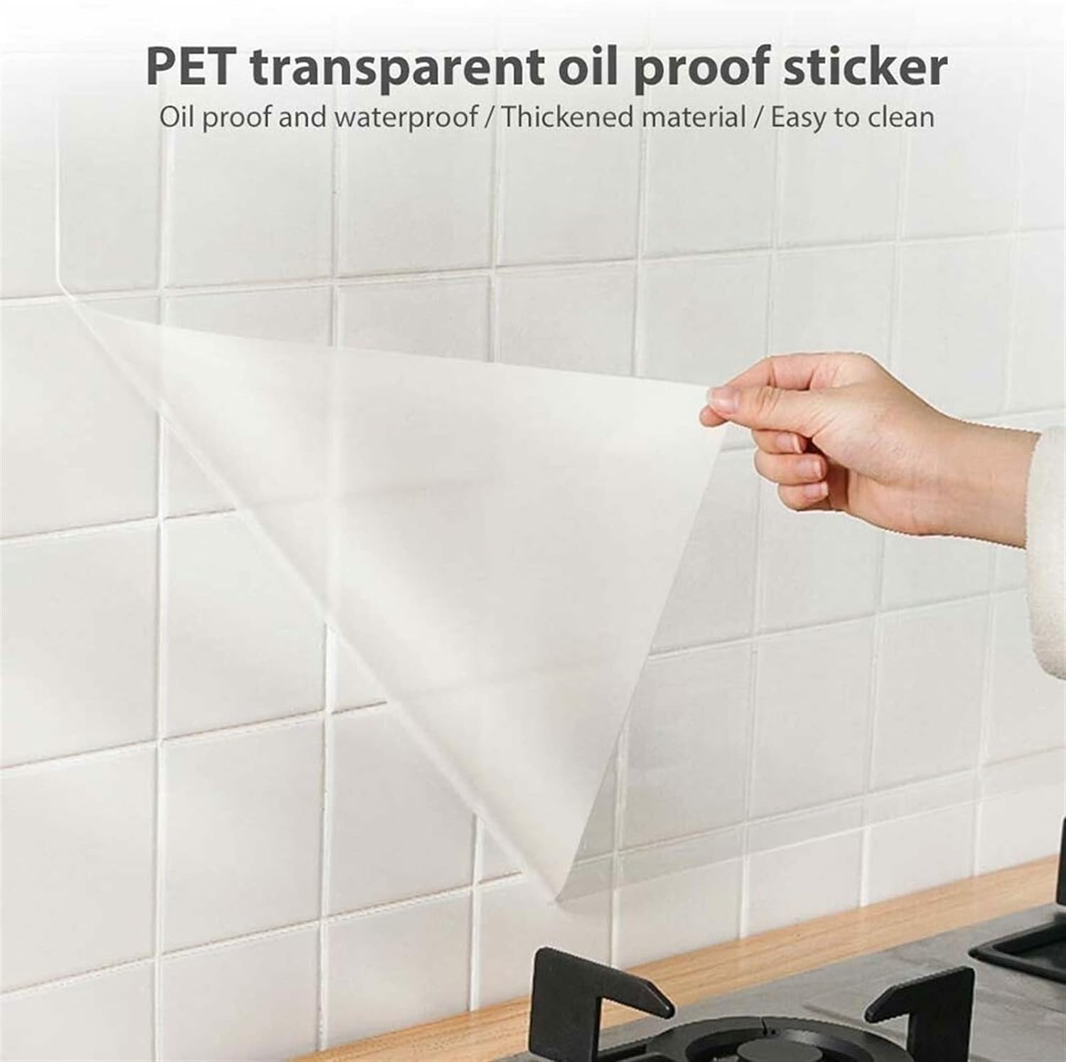 Transparent Kitchen Oil-Proof Wall Sticker Heat-Resistant Self-Adhesive 200 x 60cm