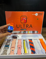 Waterproof 7-in-1 Ultra Smart Watch 2.01 with 2.1-inch Full HD Screen with Series 8 Wireless Charging and 7 Straps(Random colors)