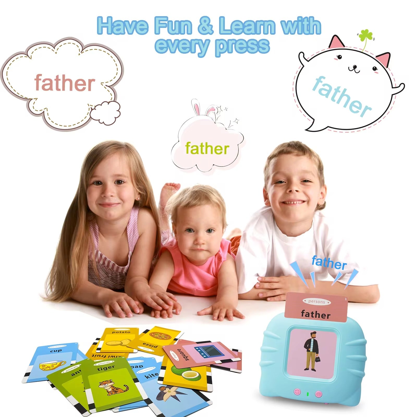 Talking flash cards Preschool learning toys Early Educational Toys English Learn to talk Learn words Learn English Learn(random color )