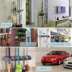 Mop And Broom Holder Wall Mount | Organizer For Home Garden Garage And Storage (Random color)