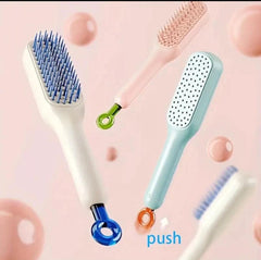 Self Cleaning Magic hair brush, One-click Cleaning Telescopic Hair Comb â€“  (random Color)