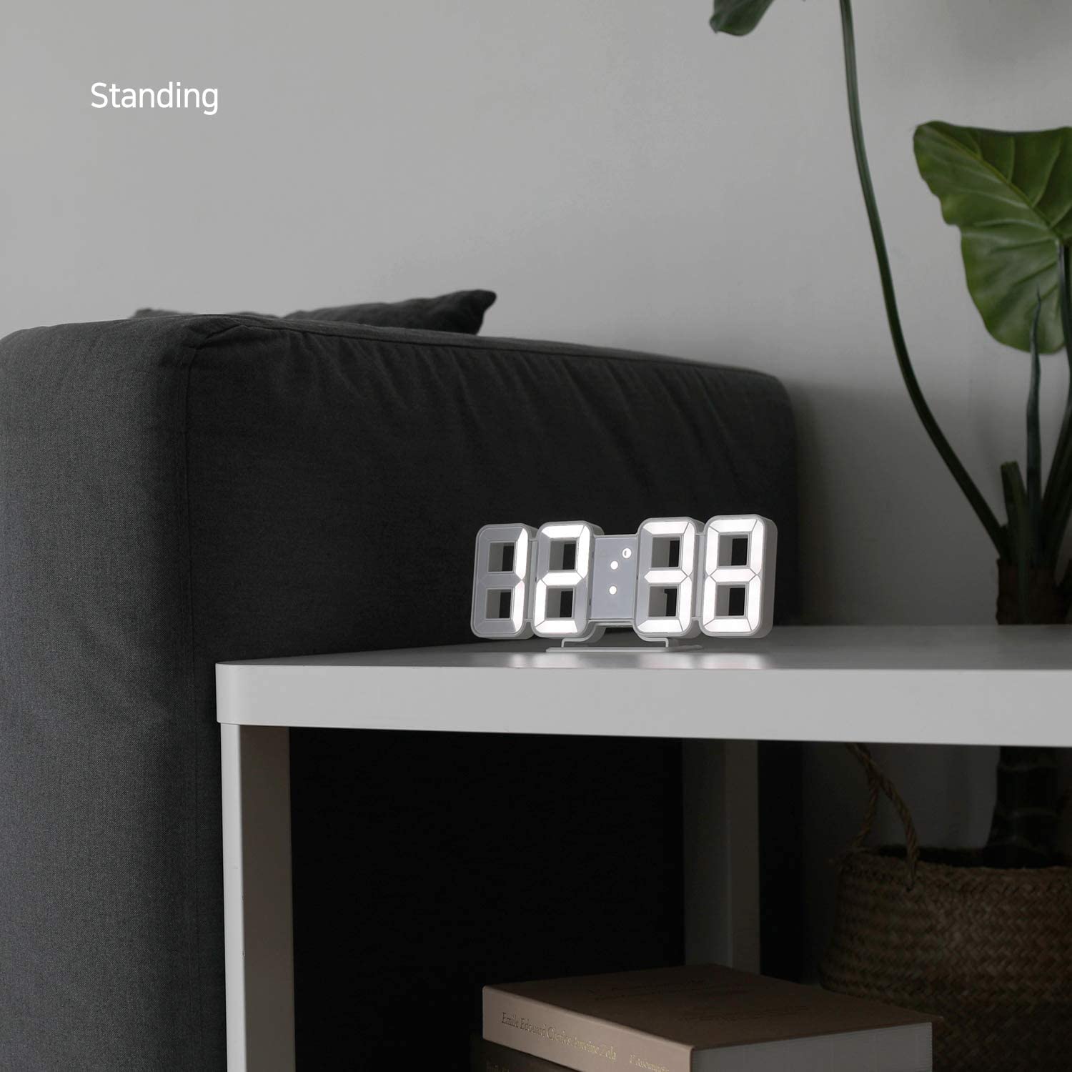 White 3D Led Digital Clock, Desk Alarm Clock | Home Decoration Wall Clock For Bedroom Office Living Room
