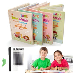 Kids Reusable Practice Book (4 Books + 1 Pen + 1 Grip & 10 Refills)