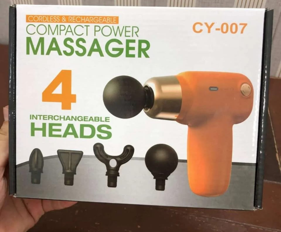 4 in 1 Compact Gun Massager | 5 Speed Levels | Portable Rechargeable Handheld Muscle Pain Reliever Device (Random color)
