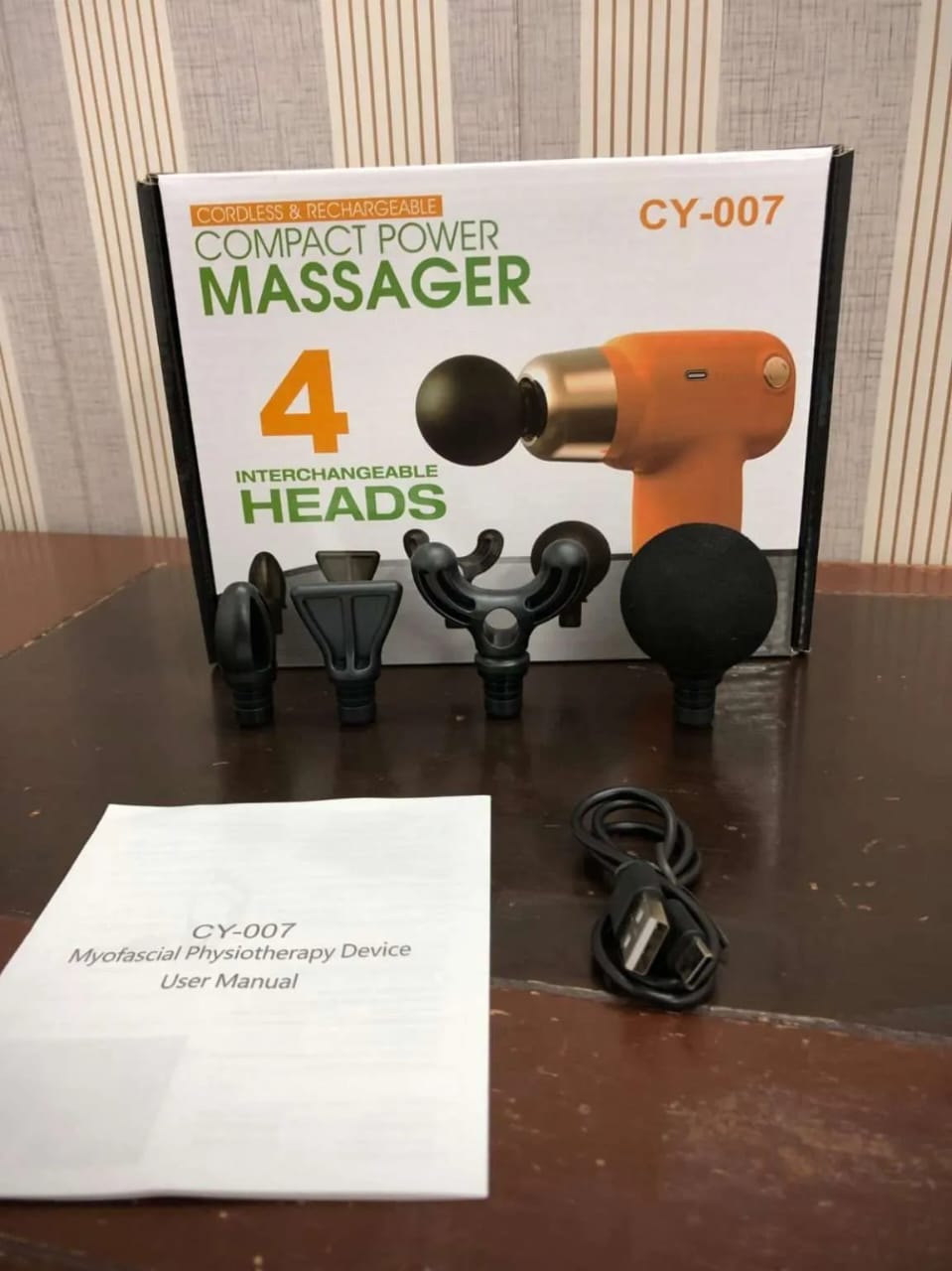 4 in 1 Compact Gun Massager | 5 Speed Levels | Portable Rechargeable Handheld Muscle Pain Reliever Device (Random color)