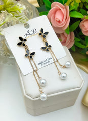 Unique Design Elegant Delicate Pearl Butterfly Tassel Earrings Women Jewelry Wedding Party Fine Gifts