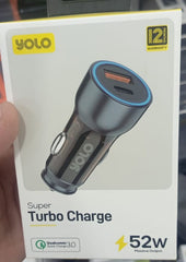 Yolo Super Type c and USB both Turbo Car Charger  52w