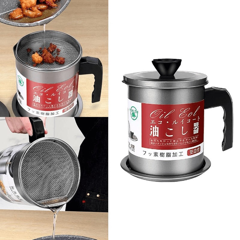 High Quality Fryer Oil Filter Pot  Carbon Steel oilcan with Stainless Steel Kitchen  Storage Jug Cooking Pot ( Without Box )