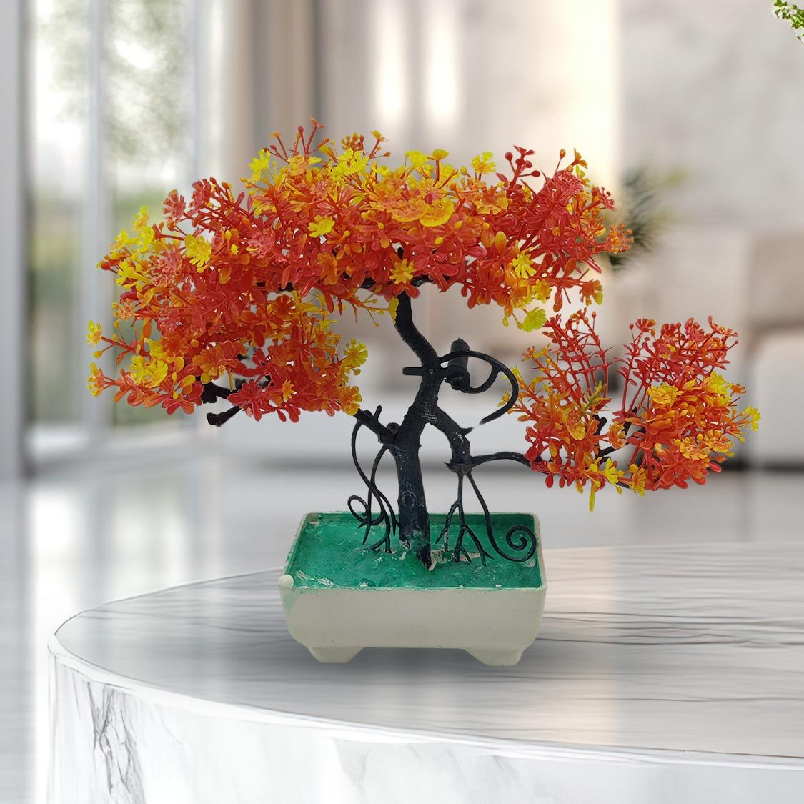 Orange Artificial Bonsai Tree ( 1 Piece )â€“    Bonsai Tree Room Decor for Home, Office &amp; Bedroom | Best Artificial Pot