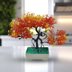 Orange Artificial Bonsai Tree ( 1 Piece )â€“    Bonsai Tree Room Decor for Home, Office &amp; Bedroom | Best Artificial Pot