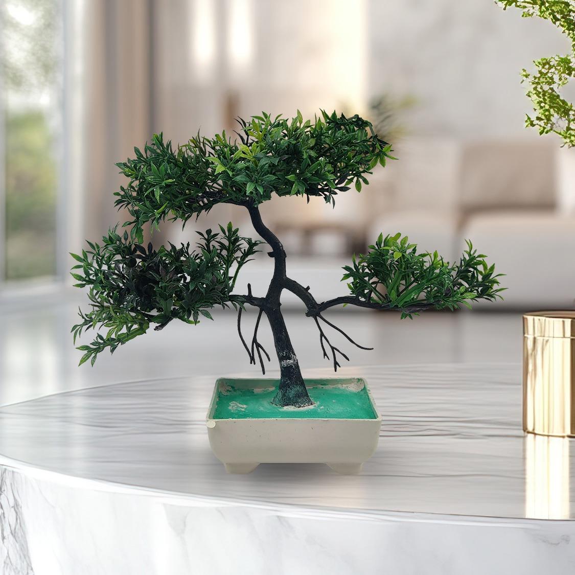 Green Artificial Bonsai Tree ( 1 Piece )â€“   Bonsai Tree Room Decor for Home, Office &amp; Bedroom | Best Artificial plaster Pot