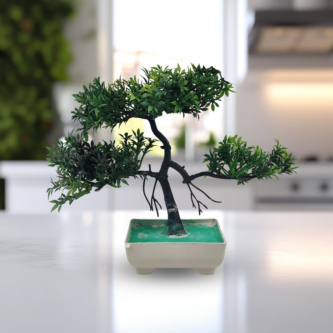 Green Artificial Bonsai Tree ( 1 Piece )â€“   Bonsai Tree Room Decor for Home, Office &amp; Bedroom | Best Artificial plaster Pot