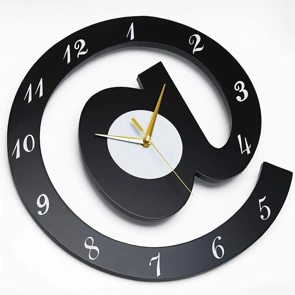 The Sign (@)3D Wooden wall clock for Living Room, Bed Room Home Decor Art &amp; Hanging Decorative Showpiece Items