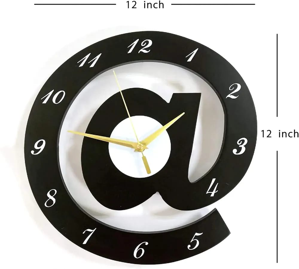 The Sign (@)3D Wooden wall clock for Living Room, Bed Room Home Decor Art &amp; Hanging Decorative Showpiece Items