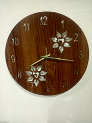 Wooden 3D Wall Clock Modern Design Flower Cut Living Room Decoration Kitchen Clock Art
