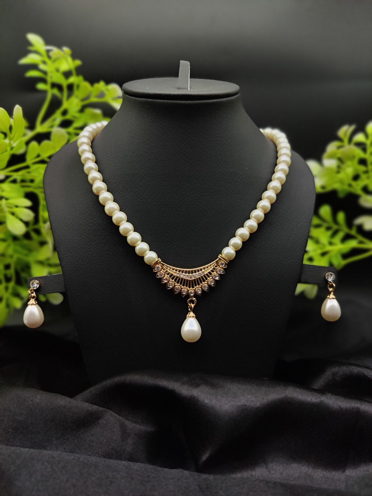 âœ¨ Imported Pearl Perfection Dual-Strand Necklace Set with Elegant Teardrop Pendant âœ¨ | Artificial Necklace For Girls &amp; Women