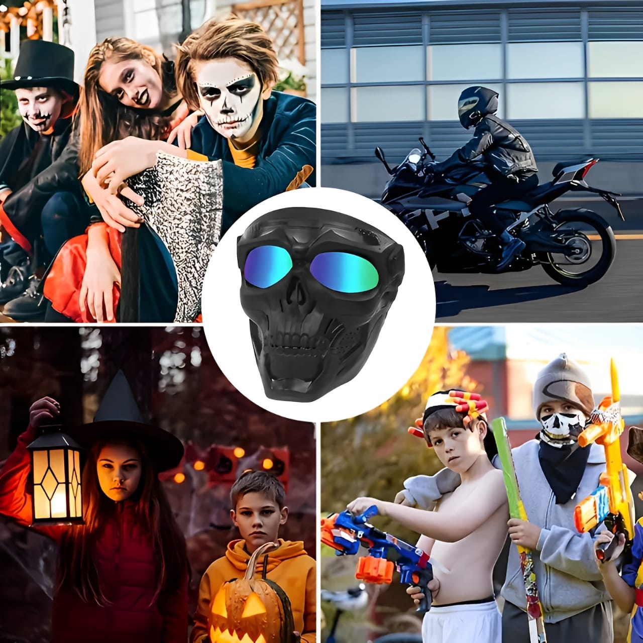 Motorcycle Skull Mask Cycling Windproof Full Face Skeleton Protective Mask Colorful Sickle Color Tactical Bike Bicycle Mask