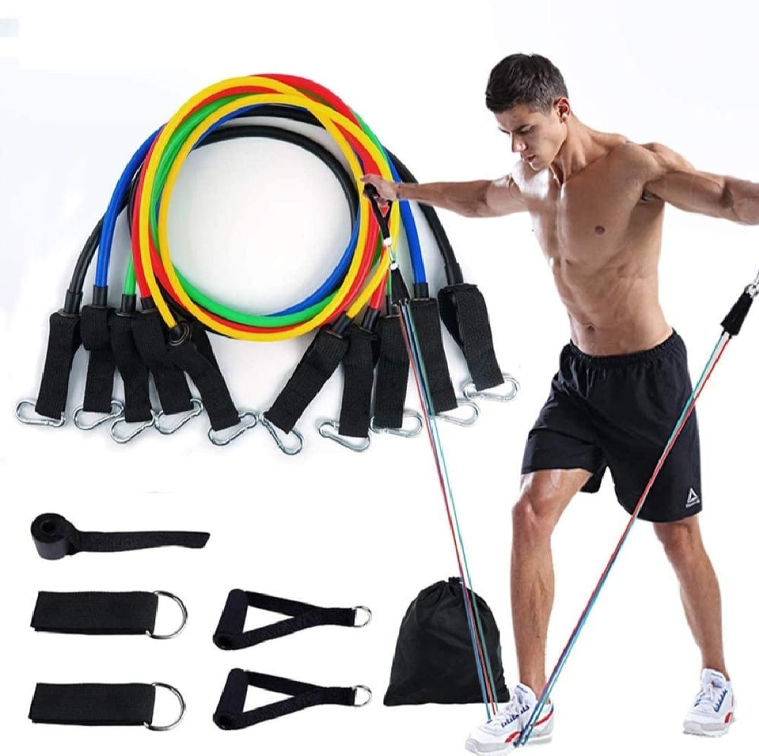11 Piece Power Resistance Band Set Strength Training Yoga Sports Fitness Band Equipment for Men and Women z