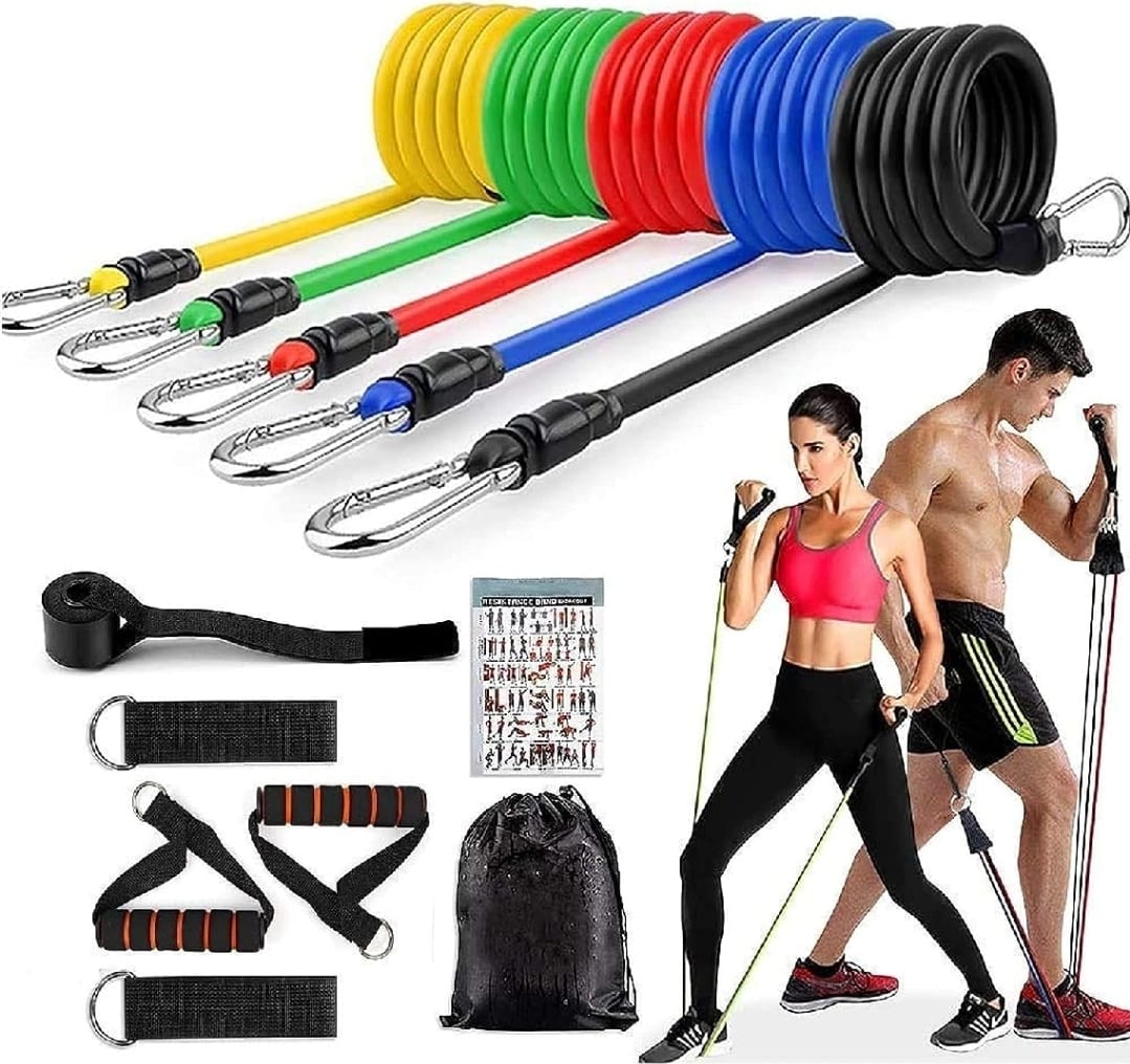 11 Piece Power Resistance Band Set Strength Training Yoga Sports Fitness Band Equipment for Men and Women z