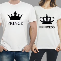 Combo Of Prince &amp; Princes Style White T-Shirt with Cute Design - Prince &amp; Princess Design T-ShirtsÂ  â€“ Best Quality T-Shirts For Girls | T-Shirt For Women - T-Shirt For Boy | T-Shirt For Men | Princes T-ShirtsÂ  | Prince Design T-Shirt