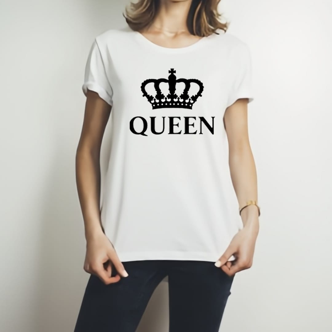 King &amp; Queen Style White T-Shirt - King &amp; Queen Design T-ShirtsÂ  â€“ Best Quality T-Shirts For Girls | T-Shirt For Women - T-Shirt For Boy | T-Shirt For Men | King T-ShirtsÂ  | Queen Design T-Shirt