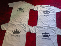 Combo Of King, Queen, Prince &amp; Princes Style White T-Shirt with Cute Design â€“ Best Quality T-Shirts For Girls | T-Shirt For Women - T-Shirt For Boy | T-Shirt For Men
