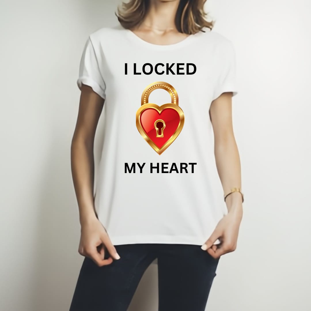 The Key &amp; My Heart Style White T-Shirt - Key &amp; Heart Design T-ShirtsÂ  â€“ Best Quality T-Shirts For Girls | T-Shirt For Women - T-Shirt For MenÂ 