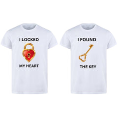 Combo Of My Heart &amp; The Key Style White T-Shirt with Cute Design - Heart &amp; key Design T-ShirtsÂ  â€“ Best Quality T-Shirts For Girls | T-Shirt For Women - T-Shirt For Men