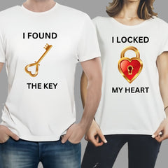 Combo Of My Heart &amp; The Key Style White T-Shirt with Cute Design - Heart &amp; key Design T-ShirtsÂ  â€“ Best Quality T-Shirts For Girls | T-Shirt For Women - T-Shirt For Men