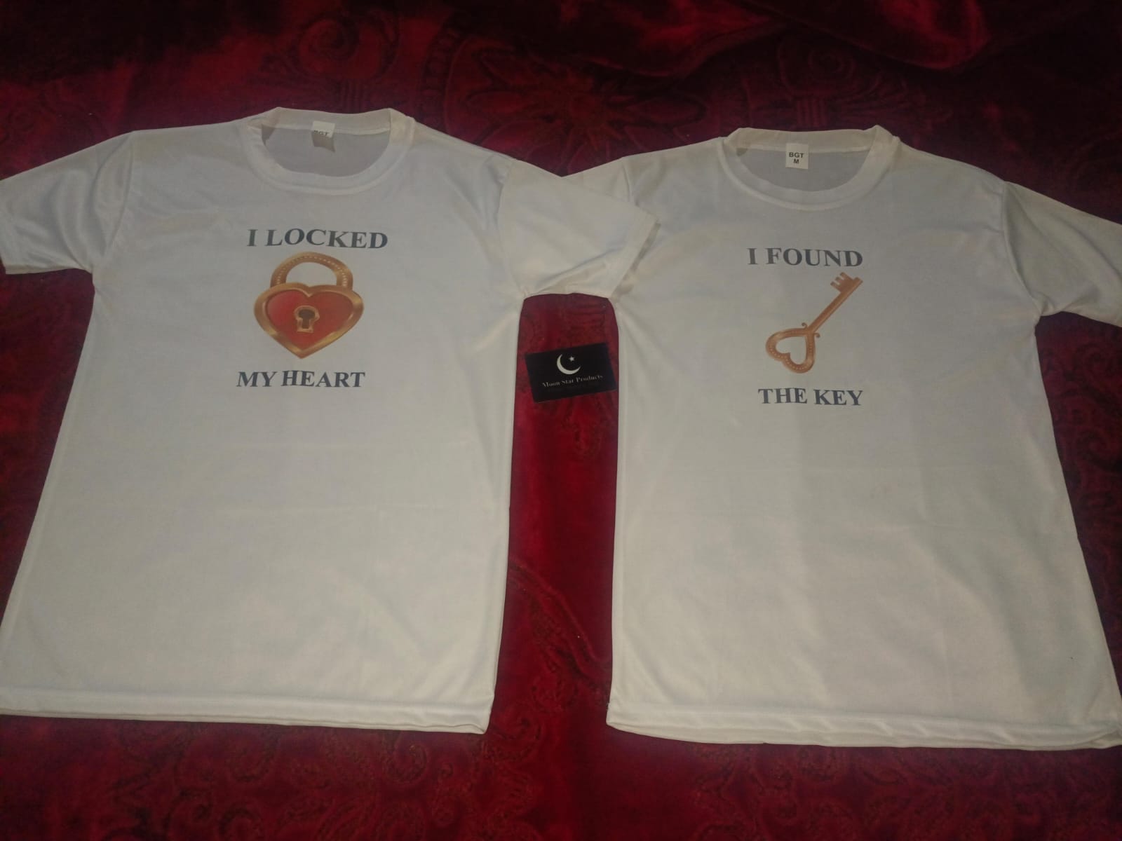 Combo Of My Heart &amp; The Key Style White T-Shirt with Cute Design - Heart &amp; key Design T-ShirtsÂ  â€“ Best Quality T-Shirts For Girls | T-Shirt For Women - T-Shirt For Men