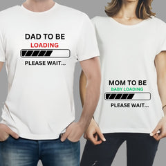 Combo Of Dad to Be &amp; Mom to Be Style White T-Shirt with Cute Design â€“ Best Quality T-Shirts For Girls | T-Shirt For Women - T-Shirt For Men