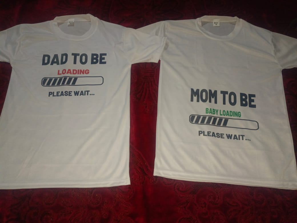 Combo Of Dad to Be &amp; Mom to Be Style White T-Shirt with Cute Design â€“ Best Quality T-Shirts For Girls | T-Shirt For Women - T-Shirt For Men