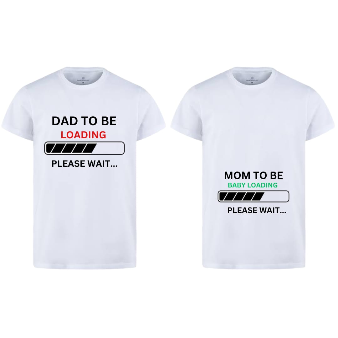 Combo Of Dad to Be &amp; Mom to Be Style White T-Shirt with Cute Design â€“ Best Quality T-Shirts For Girls | T-Shirt For Women - T-Shirt For Men