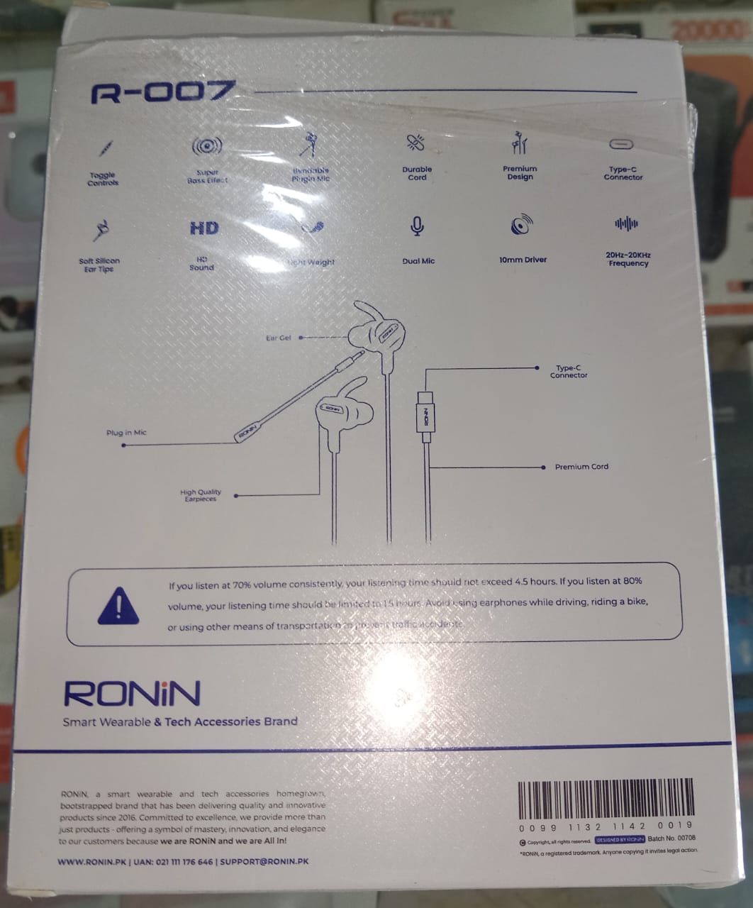 Ronin R-007 TYPE-C Gaming Handsfree | Dual Microphone Setup | Ergonomic Design | Universal Compatibility | Lightweight Build