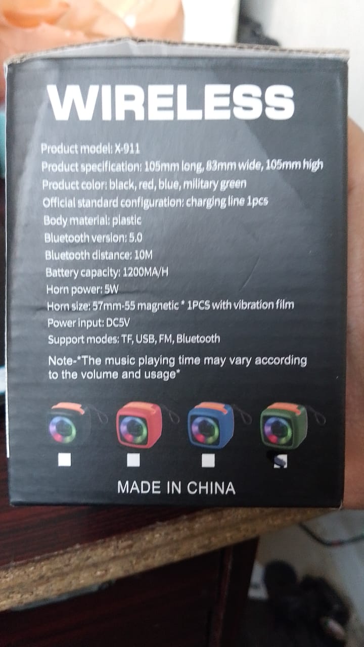 X-911 Professional Designer X-911 Speaker BT Wireless Speaker High Quality Audio Box Speaker Portable - Random ColorÂ 