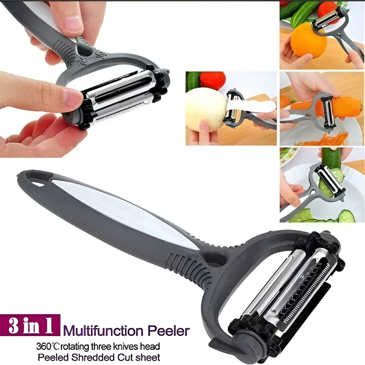 3-in-1 Vegetable Peeler Cyclone Knife â€“ Roto Peeler | Multifunctional kitchen tool designed for multiple peeling ( random color)