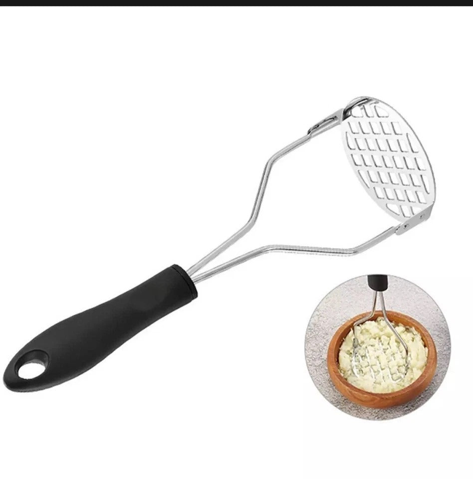 Potato Masher Stainless Steel Manual Kitchen Vegetable Ricer Fruit Banana Egg Crusher Tool - Random Color
